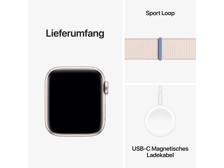 Apple Watch SE (2023), 40 mm, Aluminium polarstern, Sport Loop polarstern