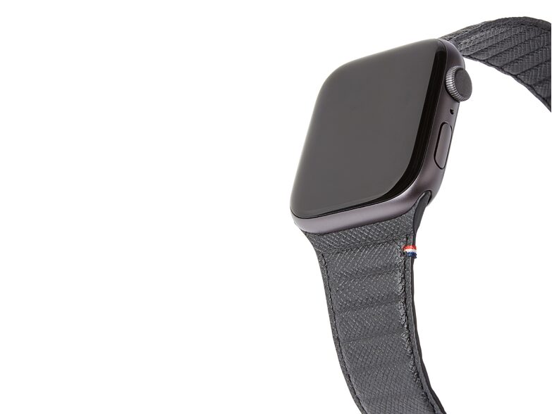 Decoded Traction Strap Lite, Leder-Armband für Apple Watch 38/40/41 mm, schwarz