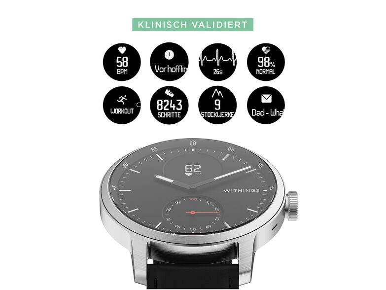 Withings ScanWatch, Hybrid-Smartwatch, 38 mm, weiß