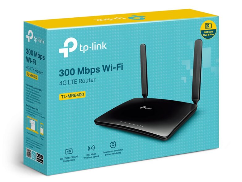 TP Link TL-MR6400 V4, 300 Mbit/s-WLAN-Router mit 4G/LTE, schwarz