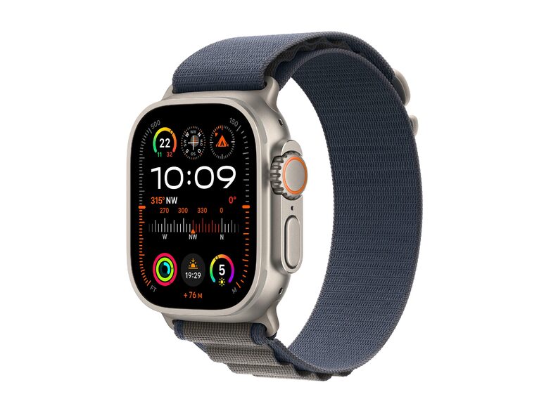 Apple Watch Ultra 2, GPS & Cellular, 49 mm, Titangehäuse, Alpine Loop blau, M