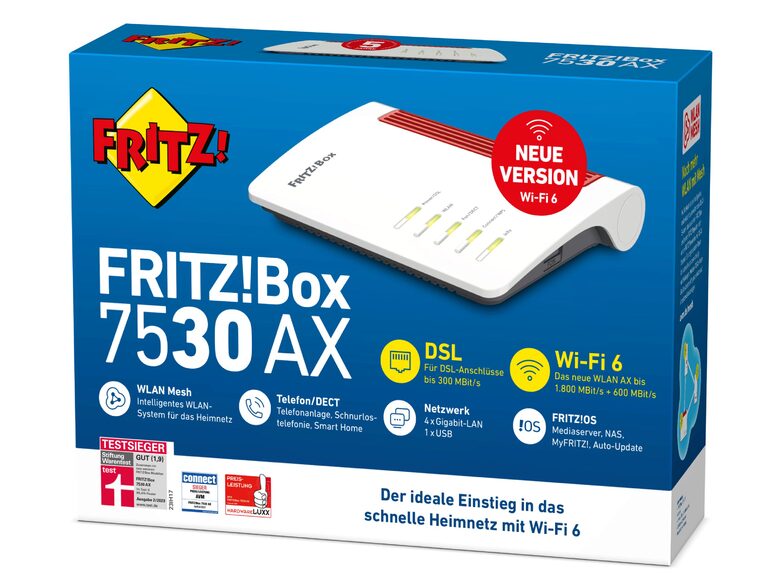 AVM FRITZ!Box 7530 AX, DSL-Router, High-End-WLAN, Wi-Fi 6