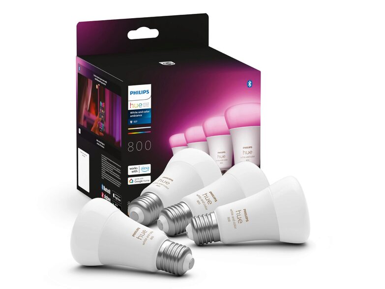 Philips Hue White & Color Ambiance-Lampe, 4x E27 Glühbirne, 60 Watt