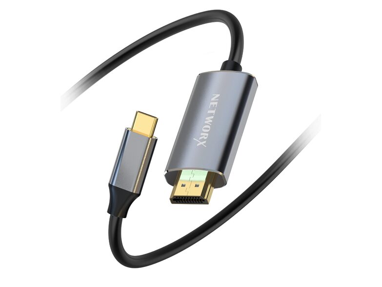 Networx USB-C-Datenkabel, USB-C auf HDMI, 4K x 60 Hz, 1,8 m, grau