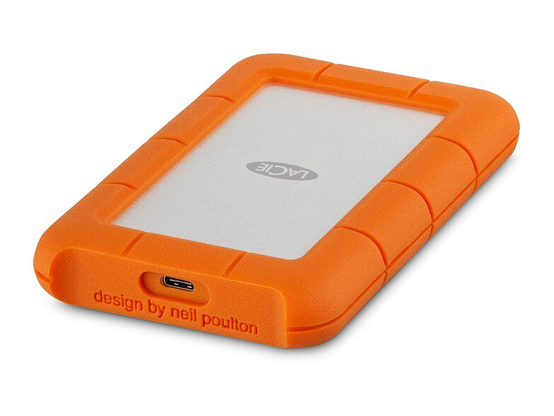 LaCie Rugged USB-C, 2 TB mobile Festplatte, silber/orange