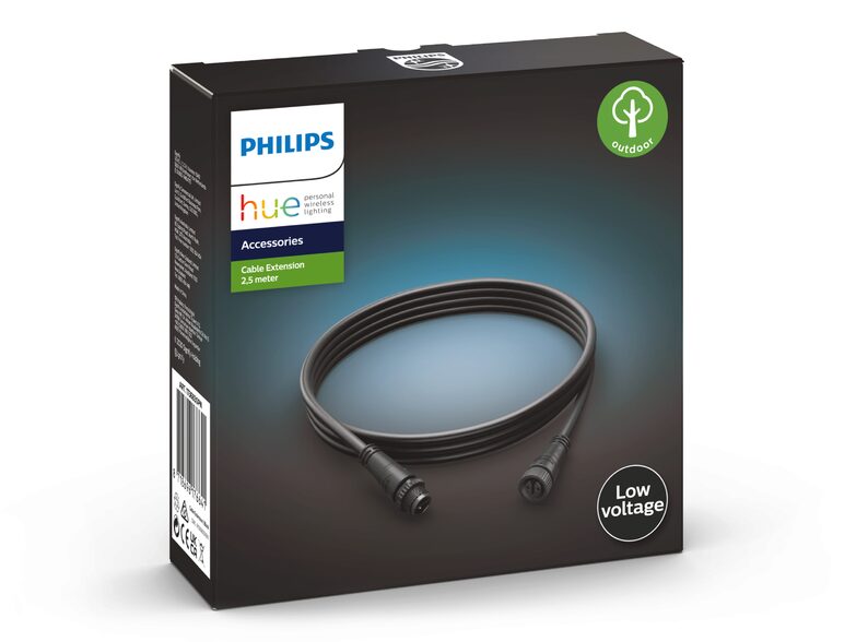Philips Hue Verlängerungskabel, 2,5m-Kabel für Outdoor-Lichtsystem, schwarz