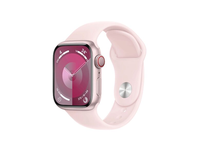 Apple Watch Series 9, GPS & Cell., 41mm, Alu. rosé, Sportb. hellrosa, S/M