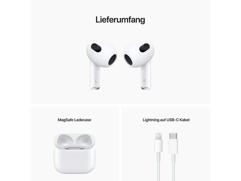 Apple AirPods, 3. Generation, Wireless, inkl. kabellosem MagSafe Ladecase