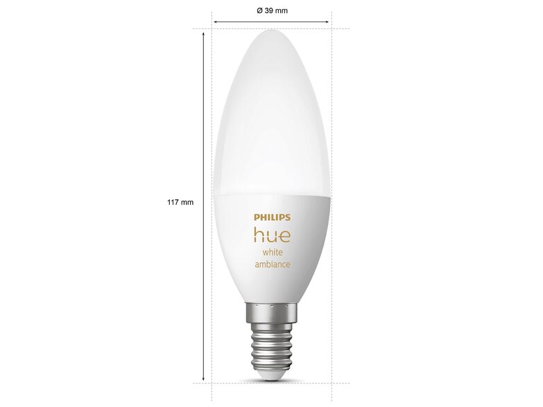 Philips Hue White Ambiance-Lampe, 2x E14 Glühbirne, 470 lm