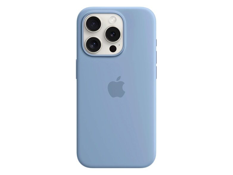 Apple iPhone Silikon Case mit MagSafe, für iPhone 15 Pro, winterblau