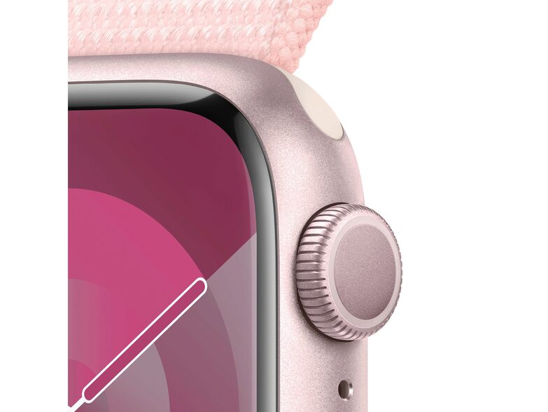 Apple Watch Series 9, 41 mm, Aluminium rosé, Sport Loop hellrosa