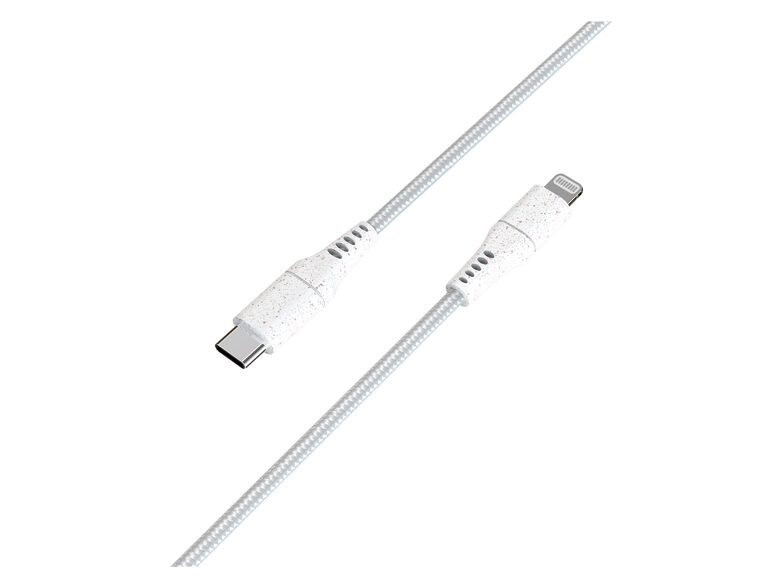Networx Daten- und Ladekabel, USB-C auf Lightning, 1 m, Stoffmantel, weiß