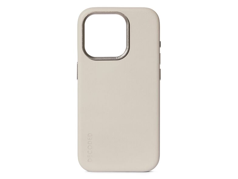 Decoded Back Cover, Leder-Schutzhülle für iPhone 15 Pro Max, MagSafe, tongrau