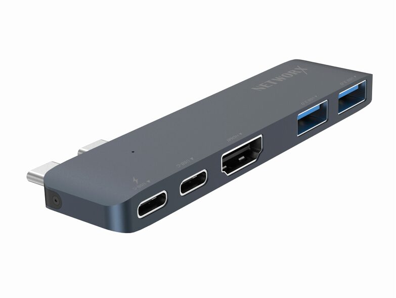 Networx Dual-USB-C-Hub, für MacBook M1 und M2, USB-C/USB 3.1/HDMI, mitternacht
