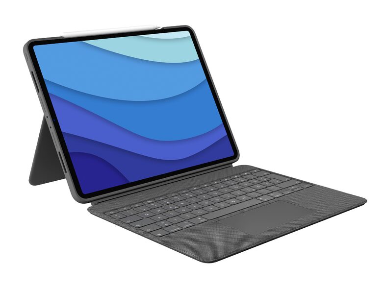 Logitech Combo Touch, Tastatur-Case mit Trackpad f. iPad 12,9", QWERTZ, grau