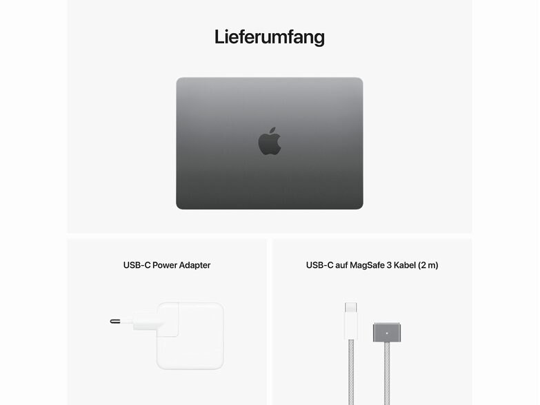 Apple MacBook Air Ret. 13" (2022), M2 8C CPU, 8 GB RAM, 256 GB SSD, 35 W, grau