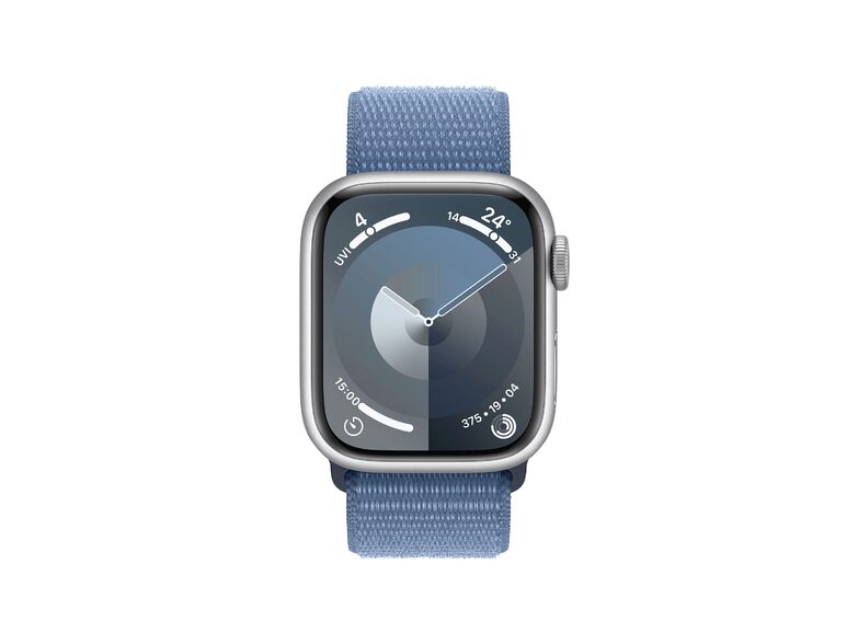 Apple Watch Series 9, 41mm, Aluminium silber, Sport Loop winterblau