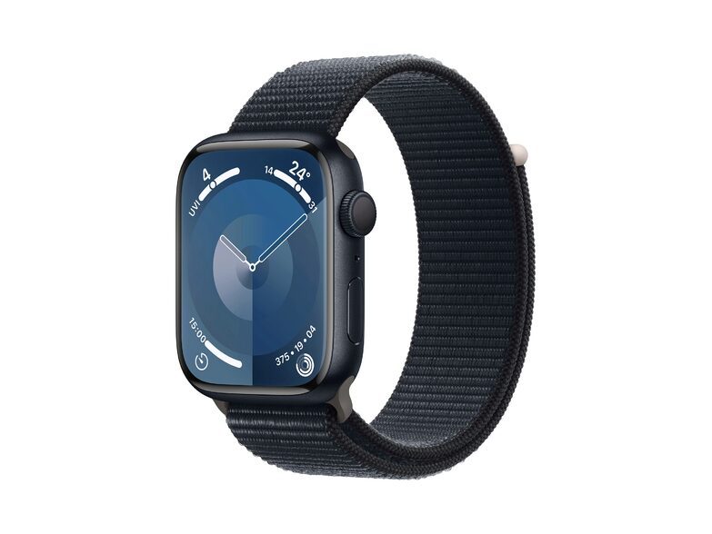 Apple Watch Series 9, 45 mm, Aluminium mitternacht, Sport Loop mitternacht