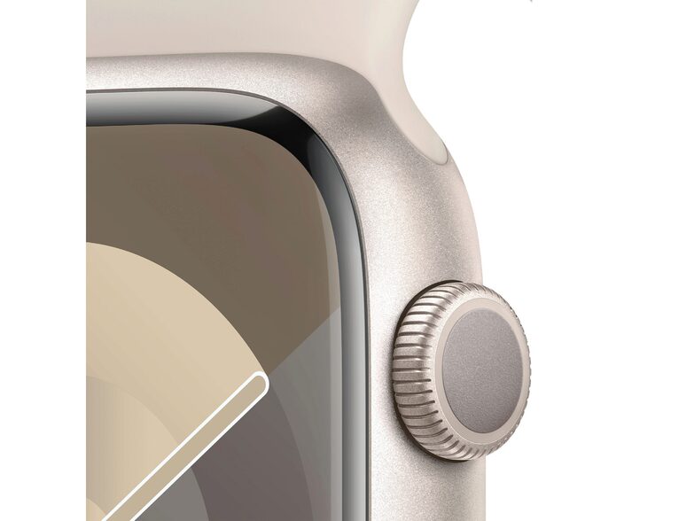 Apple Watch Series 9, 45 mm, Aluminium polarstern, Sportarmband polarstern, S/M