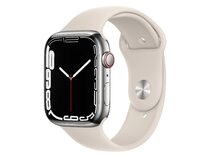 Apple Watch Series 7, GPS & Cellular, 45 mm, Edelstahl, Sportarmband