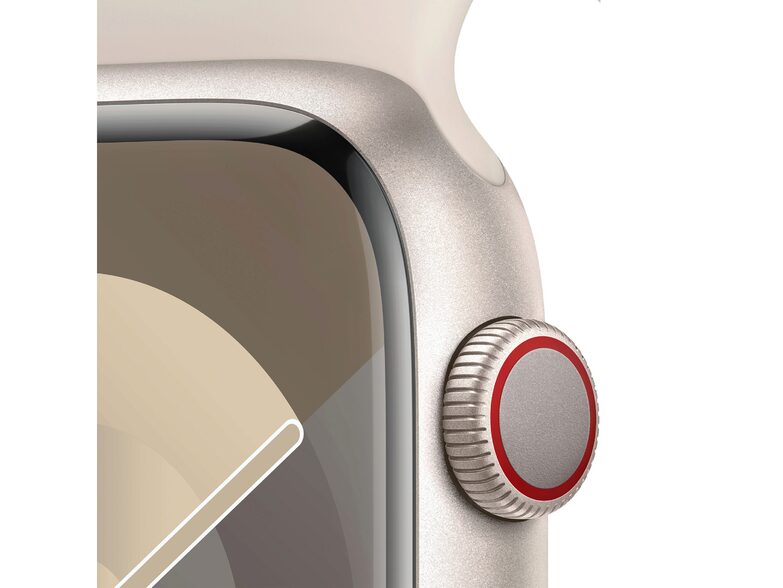Apple Watch Series 9, Cell., 45mm, Alu. polarstern, Sportb. polarstern, M/L