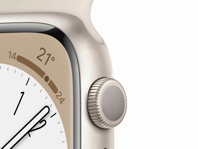 Apple Watch Series 8, 41 mm, Aluminium polarstern, Sportarmband polarstern