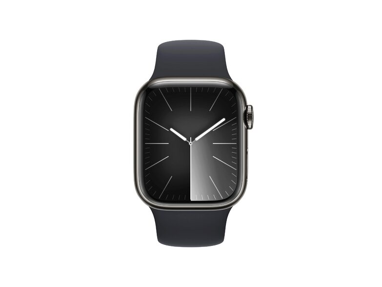 Apple Watch Series 9, Cell., 41mm, Edelstahl graphite, Sportb. mitternacht, S/M